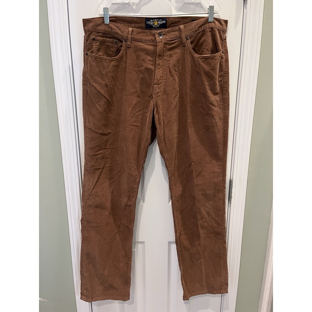 Lucky Brand Pants Mens 38x32 Brown Corduroy 221 Original Straight Leg Y2K